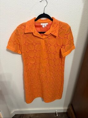 Women's Orange Eyelet Dress